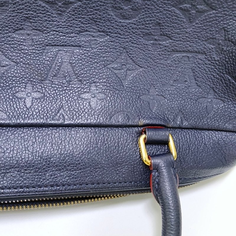 LOUIS VUITTON SPEEDY 25 深藍色牛皮壓紋波士頓包肩背包手提包斜背包 金色五金 可拆卸肩帶-12