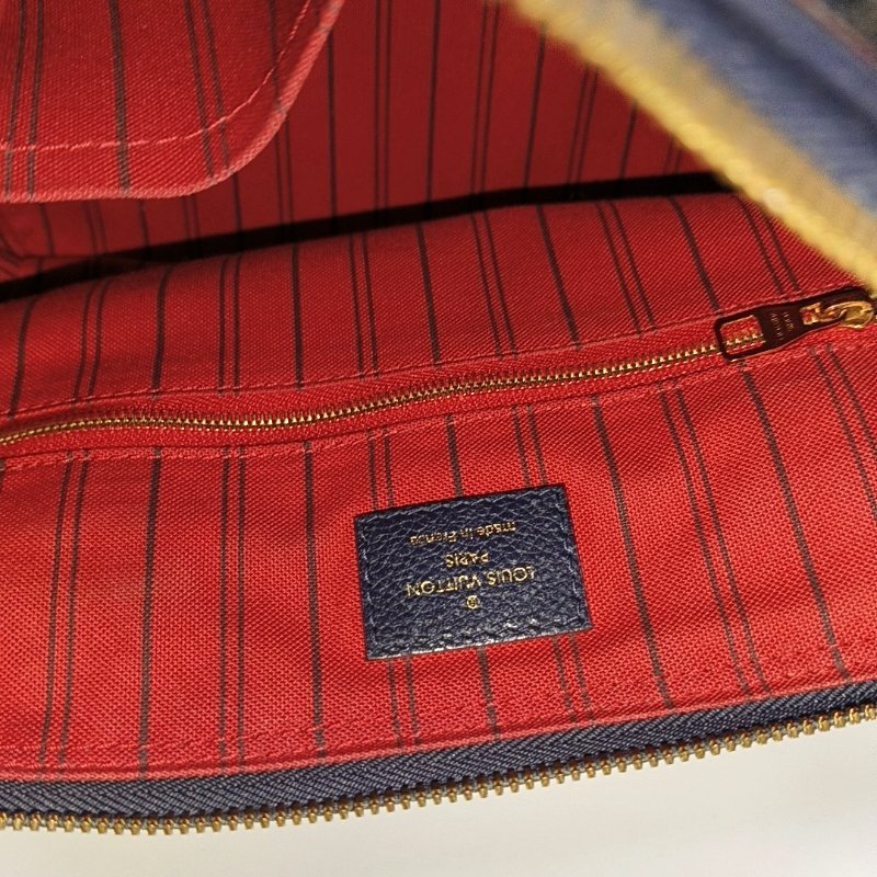 LOUIS VUITTON SPEEDY 25 深藍色牛皮壓紋波士頓包肩背包手提包斜背包 金色五金 可拆卸肩帶-15