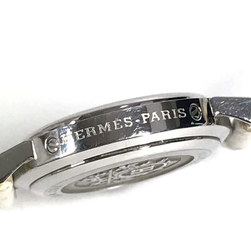 HERMES CL4.230 Clipper Nacle 12 件鑽石女士手錶,搭配皮革錶帶,白色皮革/不銹鋼-8