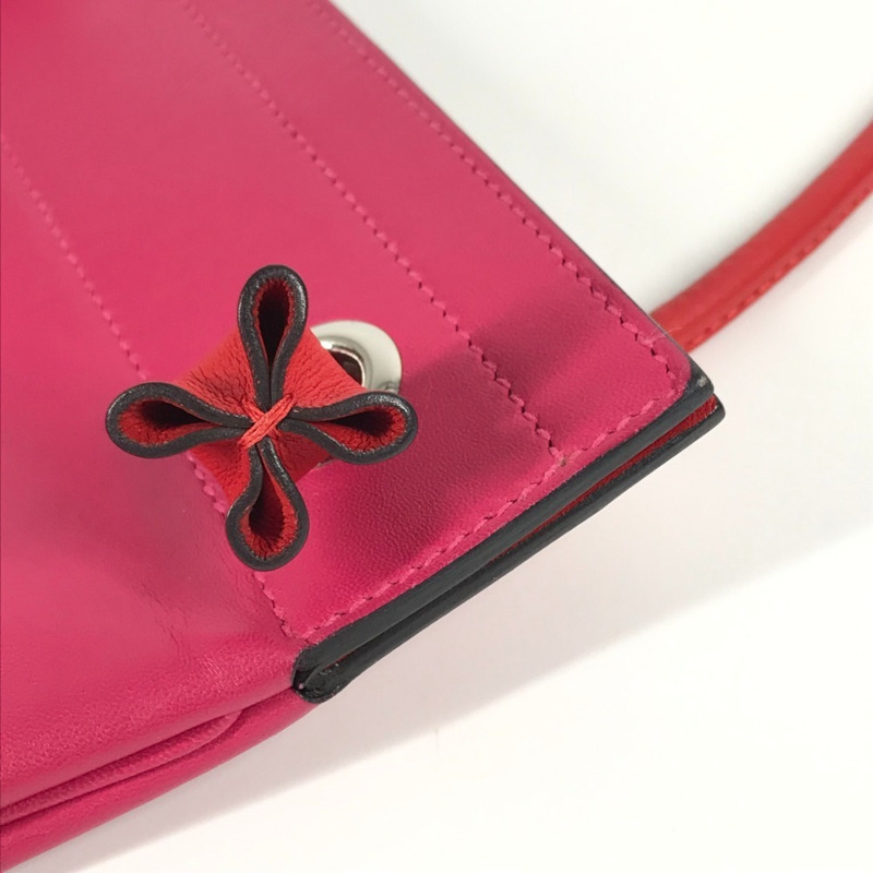 HERMES Bicolor Sac Aline 迷你粉紅皮革肩背包-8