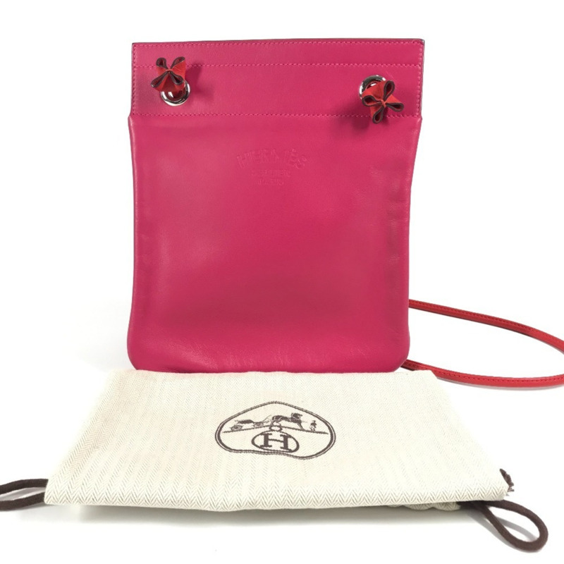 HERMES Bicolor Sac Aline 迷你粉紅皮革肩背包-15