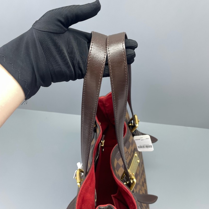 LV hampstead棋盤格拼棕 手提包 肩背包-16
