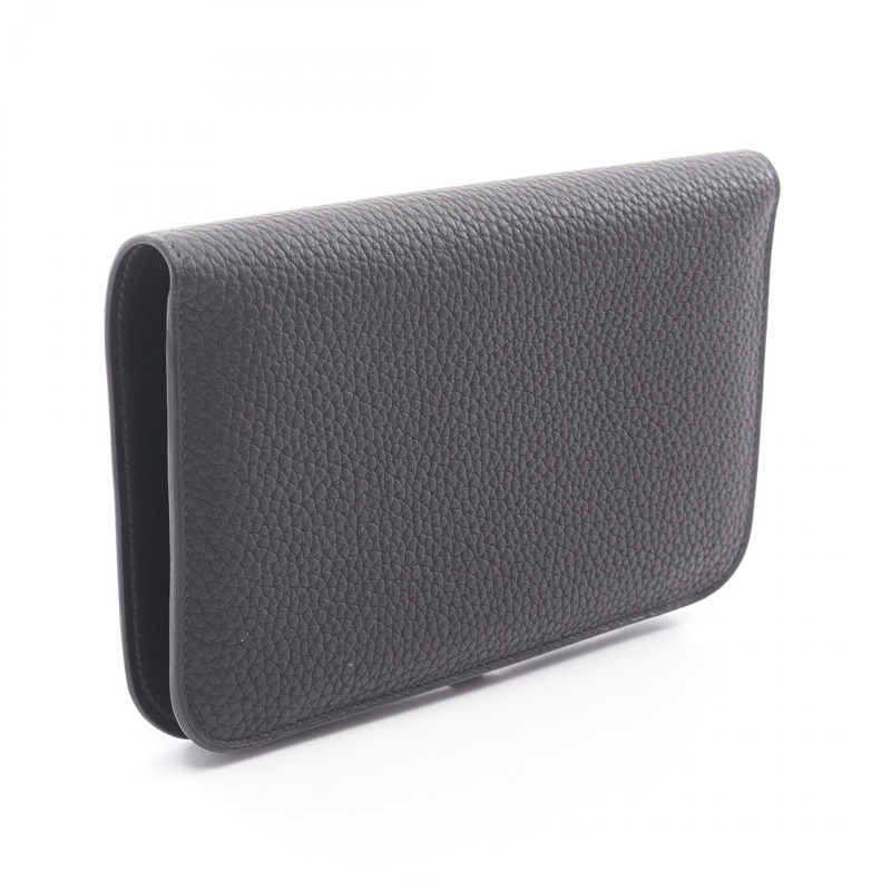 HERMES Dogon Duo GM 雙折長皮夾 Togo 皮革 黑色 Noir 二手 SHW W-1