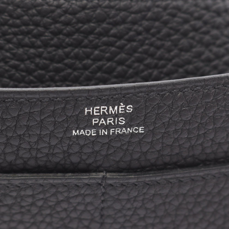 HERMES Dogon Duo GM 雙折長皮夾 Togo 皮革 黑色 Noir 二手 SHW W-3
