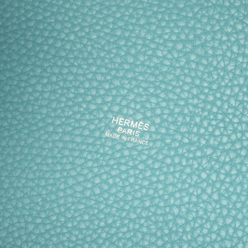 HERMES Picotin Lock MM 手提包 Clemence 皮革 藍色 Saint-Cyr 二手 SHW X-3