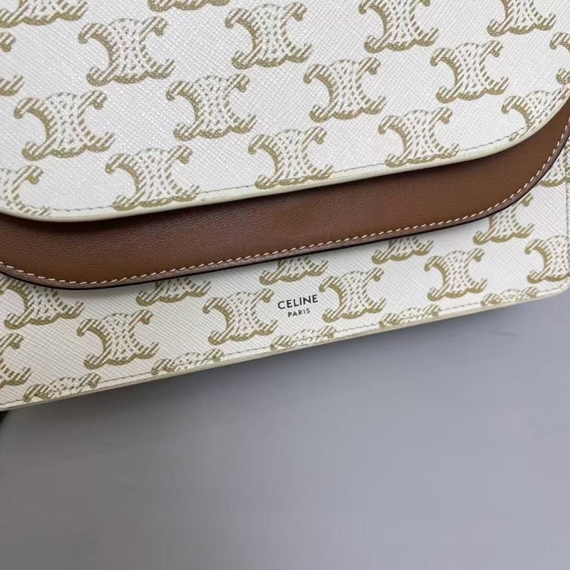Celine 米白焦糖色凱旋門信封包 斜背包 肩背包-2