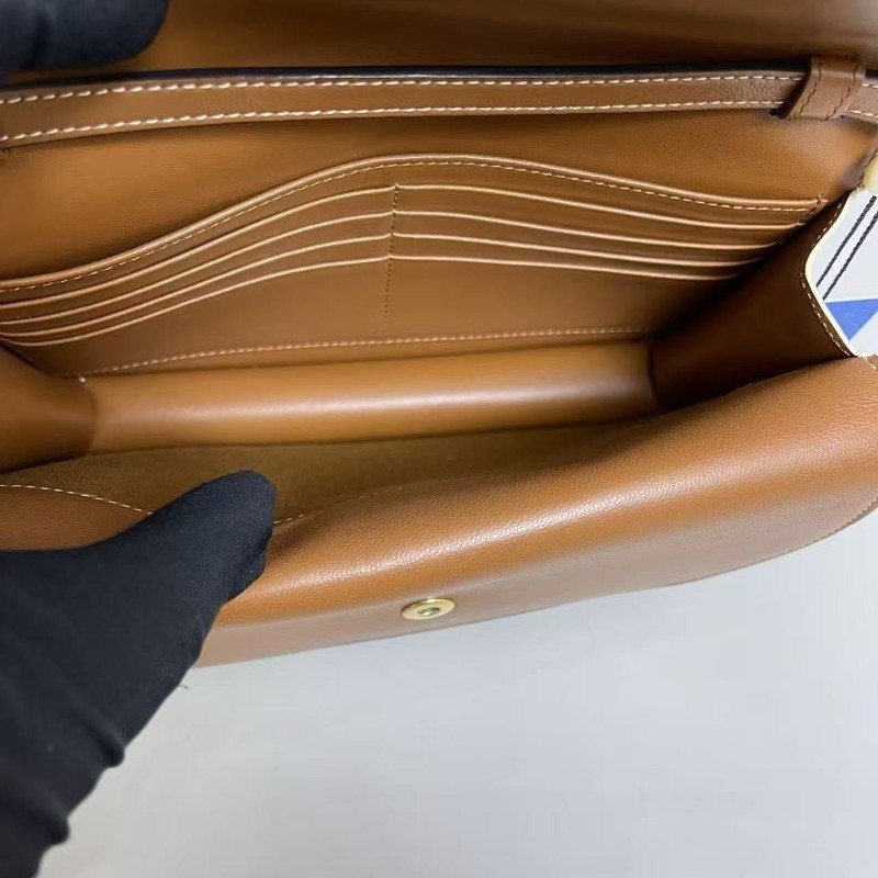 Celine 米白焦糖色凱旋門信封包 斜背包 肩背包-8