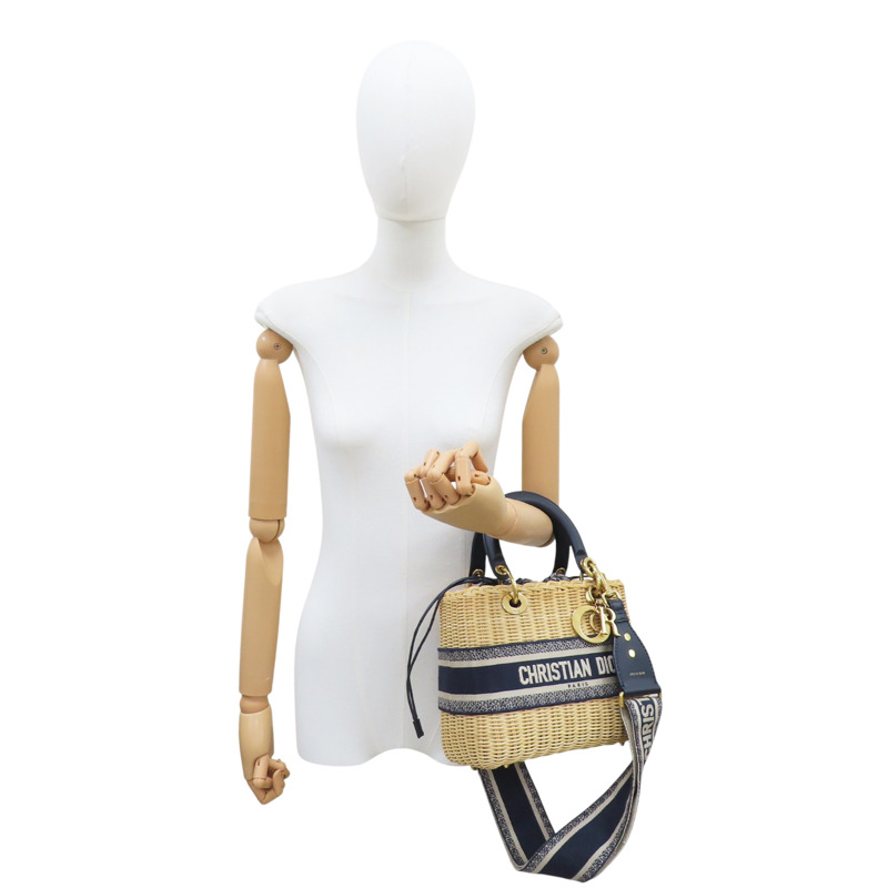藍色老花 籐編 Lady Dior 两用包【Dior 迪奧】-8
