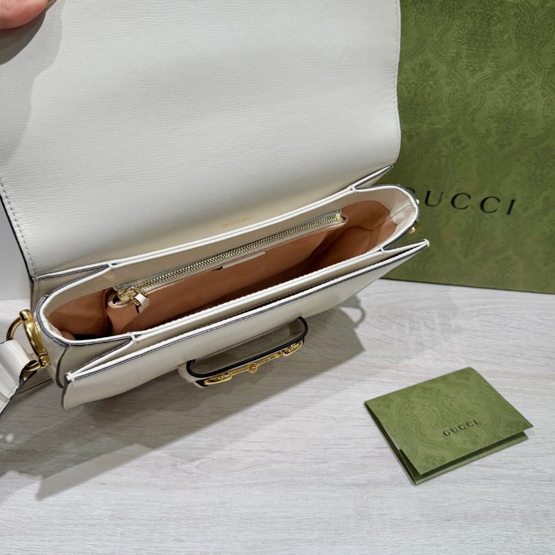 Gucci 1955白色全皮馬鞍包 肩背包斜背包-5