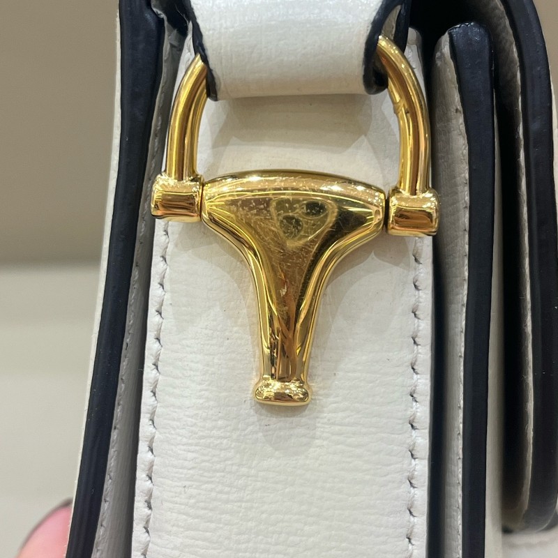 Gucci 1955白色全皮馬鞍包 肩背包斜背包-6