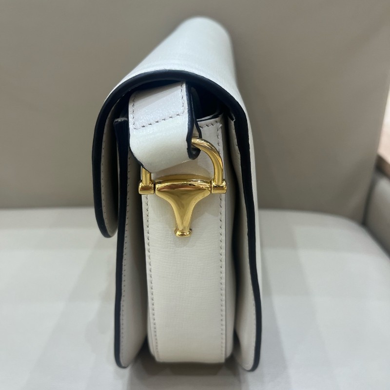 Gucci 1955白色全皮馬鞍包 肩背包斜背包-13