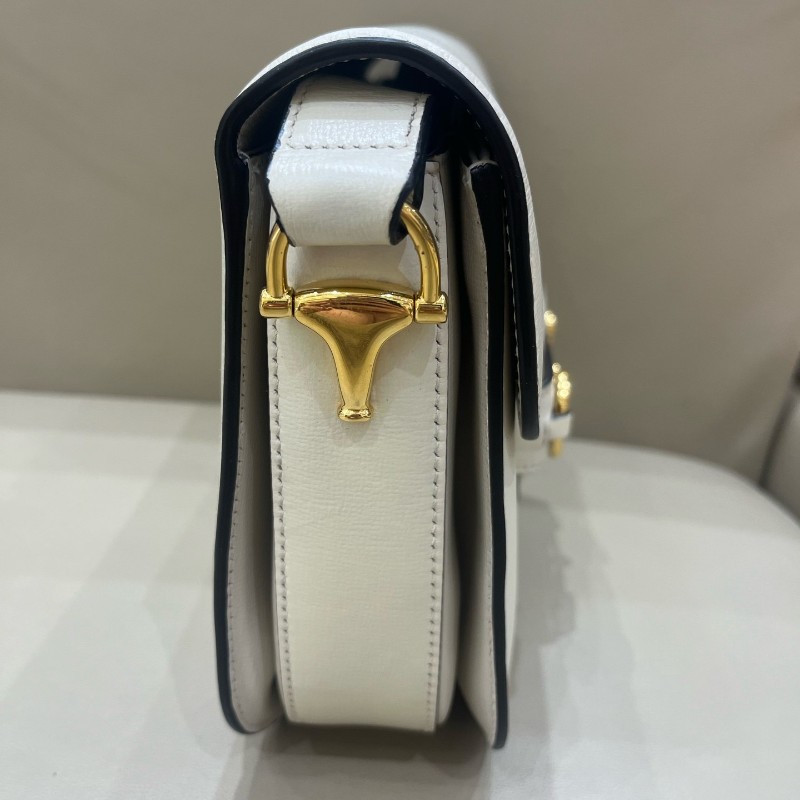 Gucci 1955白色全皮馬鞍包 肩背包斜背包-15