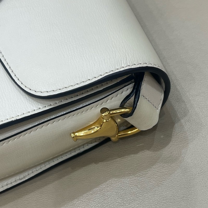 Gucci 1955白色全皮馬鞍包 肩背包斜背包-21