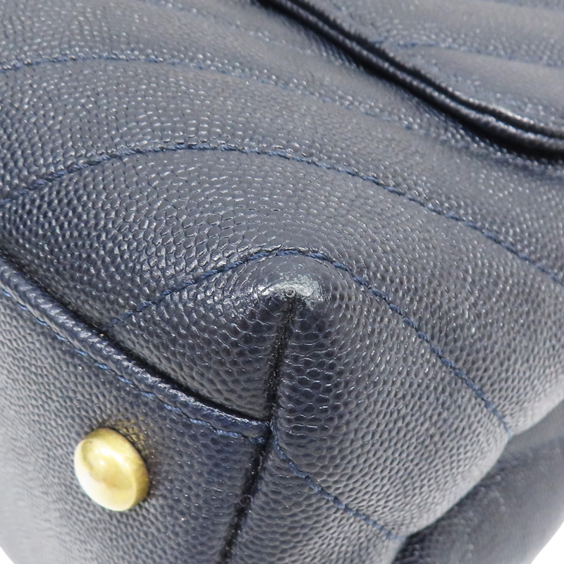藍色 菱格紋 荔枝牛皮 CoCo handle 29 鍊帶 肩背包【CHANEL 香奈兒】 A92991-10