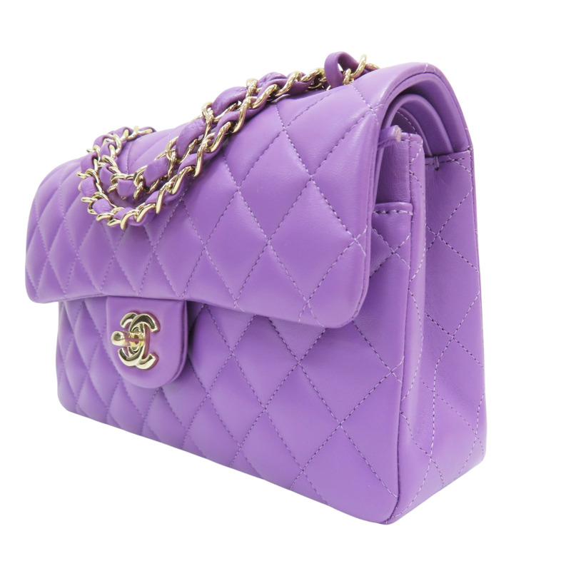 紫色 羊皮 COCO 23 鍊帶 肩背包 金扣【CHANEL 香奈兒】 A01113-2