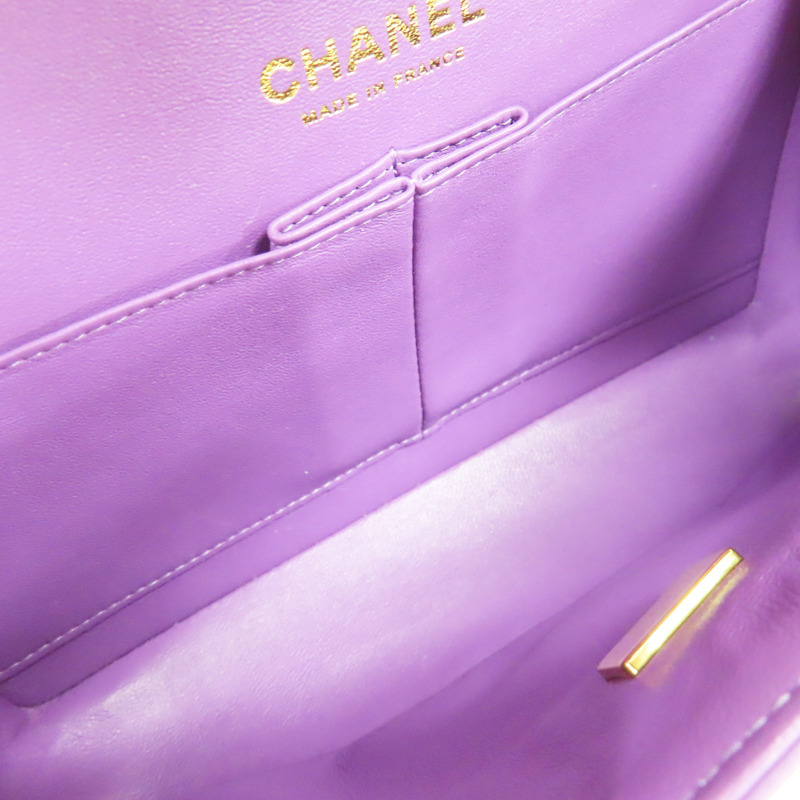 紫色 羊皮 COCO 23 鍊帶 肩背包 金扣【CHANEL 香奈兒】 A01113-4