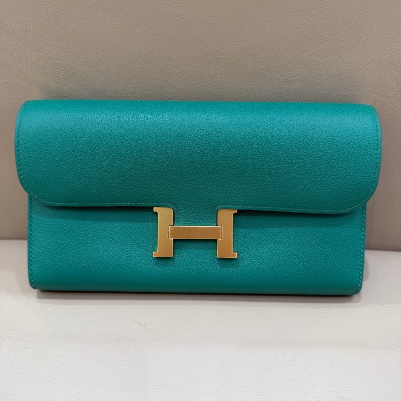 Hermes愛馬仕綠色康康錢包Constance C刻 Epsom皮 長夾 銀包-6