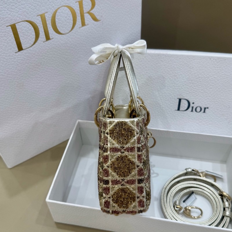 Dior lady限量版釘珠micro戴妃mini手提包 肩背包斜背包-2