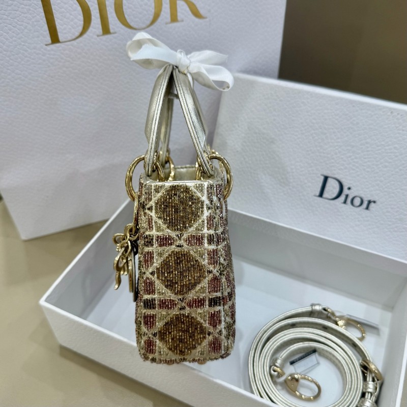 Dior lady限量版釘珠micro戴妃mini手提包 肩背包斜背包-3