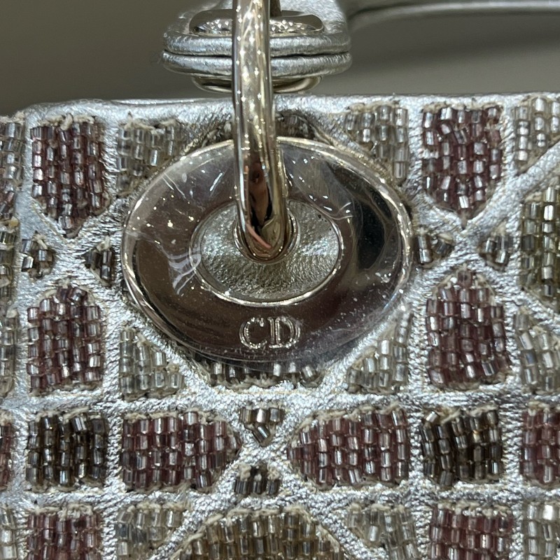 Dior lady限量版釘珠micro戴妃mini手提包 肩背包斜背包-17