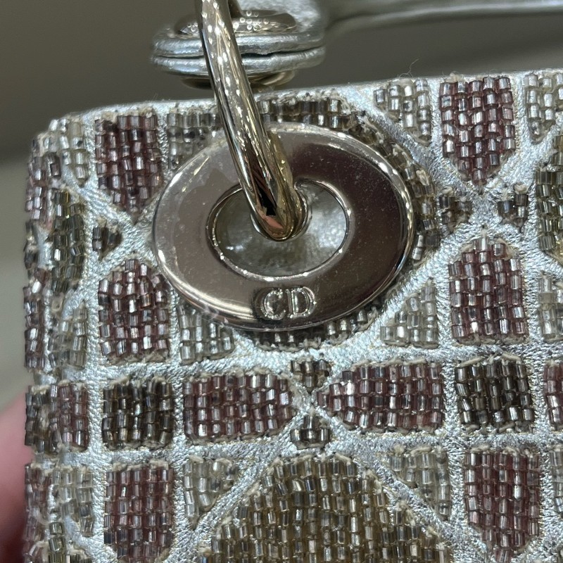 Dior lady限量版釘珠micro戴妃mini手提包 肩背包斜背包-18