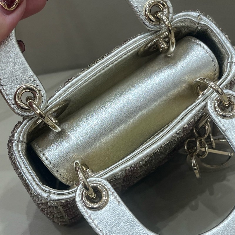 Dior lady限量版釘珠micro戴妃mini手提包 肩背包斜背包-20