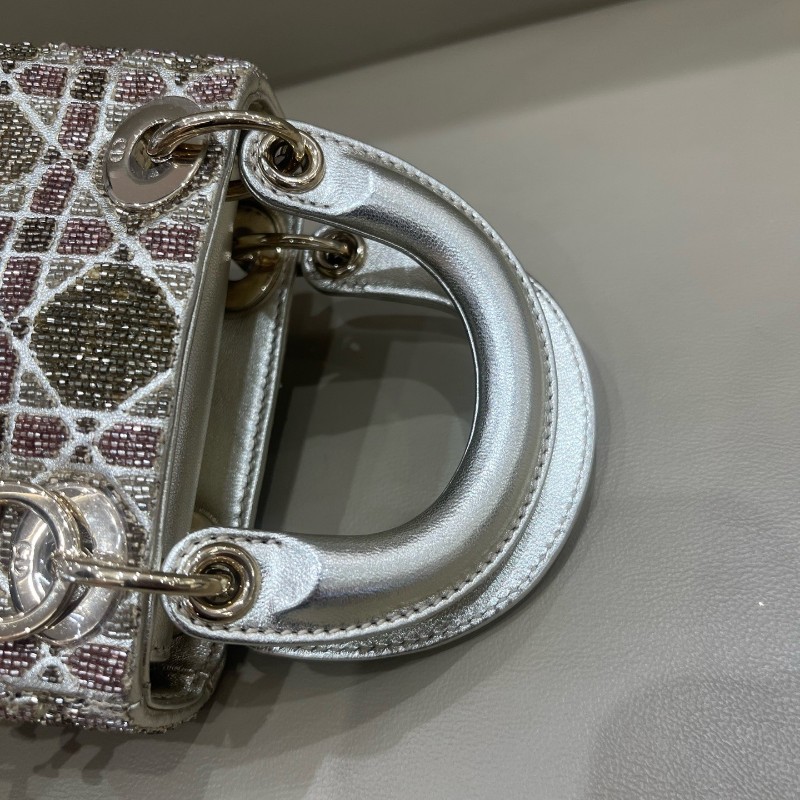 Dior lady限量版釘珠micro戴妃mini手提包 肩背包斜背包-21