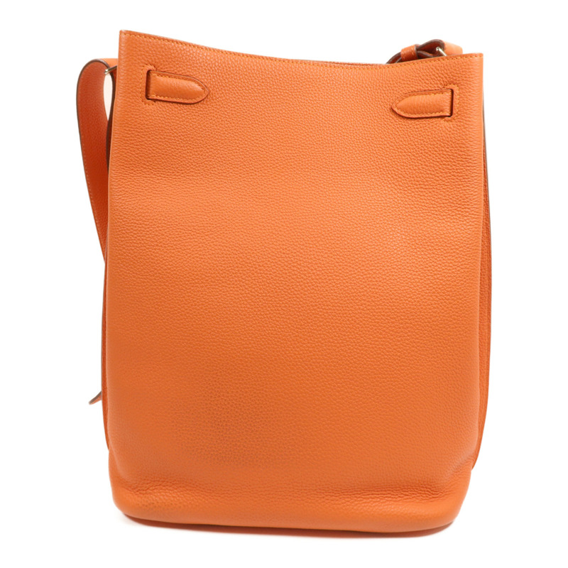 HERMES Togo皮革So Kelly 26銀扣肩背袋Feu-1