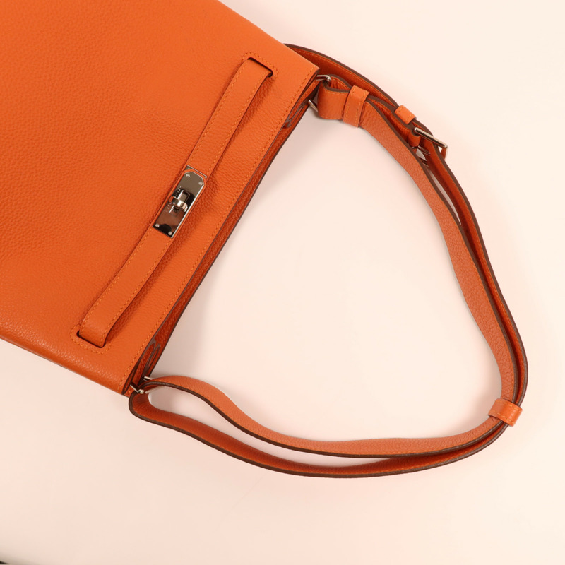 HERMES Togo皮革So Kelly 26銀扣肩背袋Feu-6