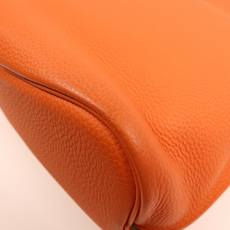 HERMES Togo皮革So Kelly 26銀扣肩背袋Feu-10