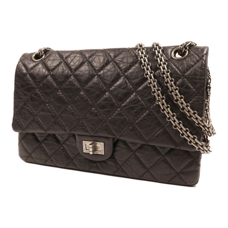 CHANEL 牛皮皮革2.55 Medium銀扣鏈帶肩背袋-1
