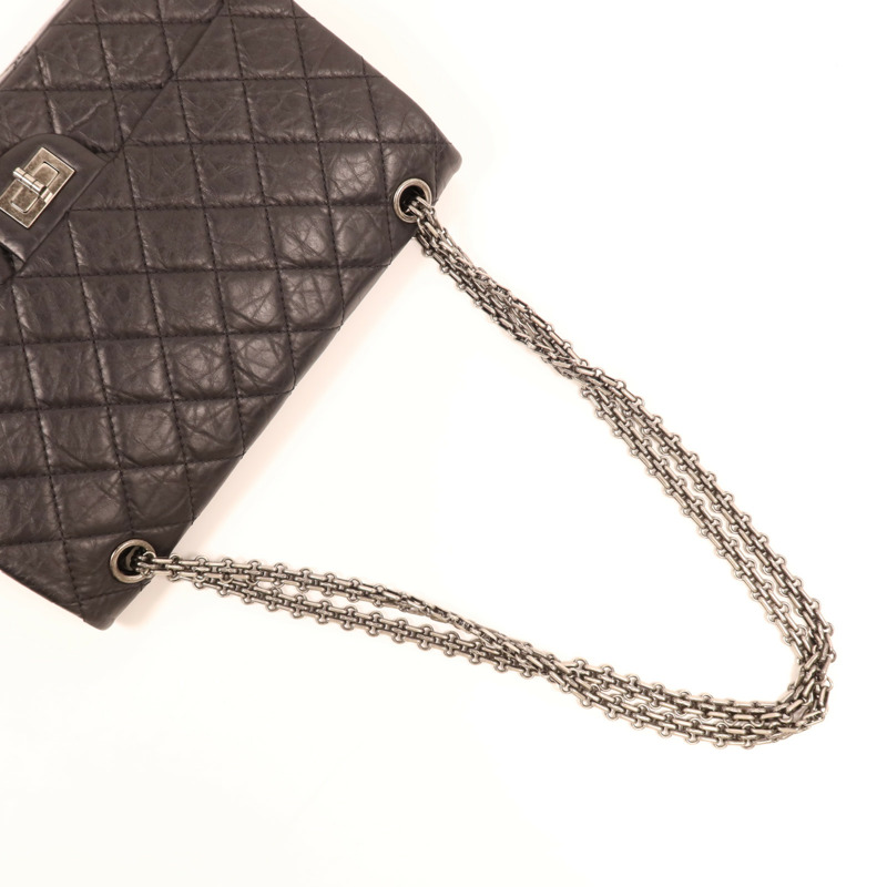 CHANEL 牛皮皮革2.55 Medium銀扣鏈帶肩背袋-8