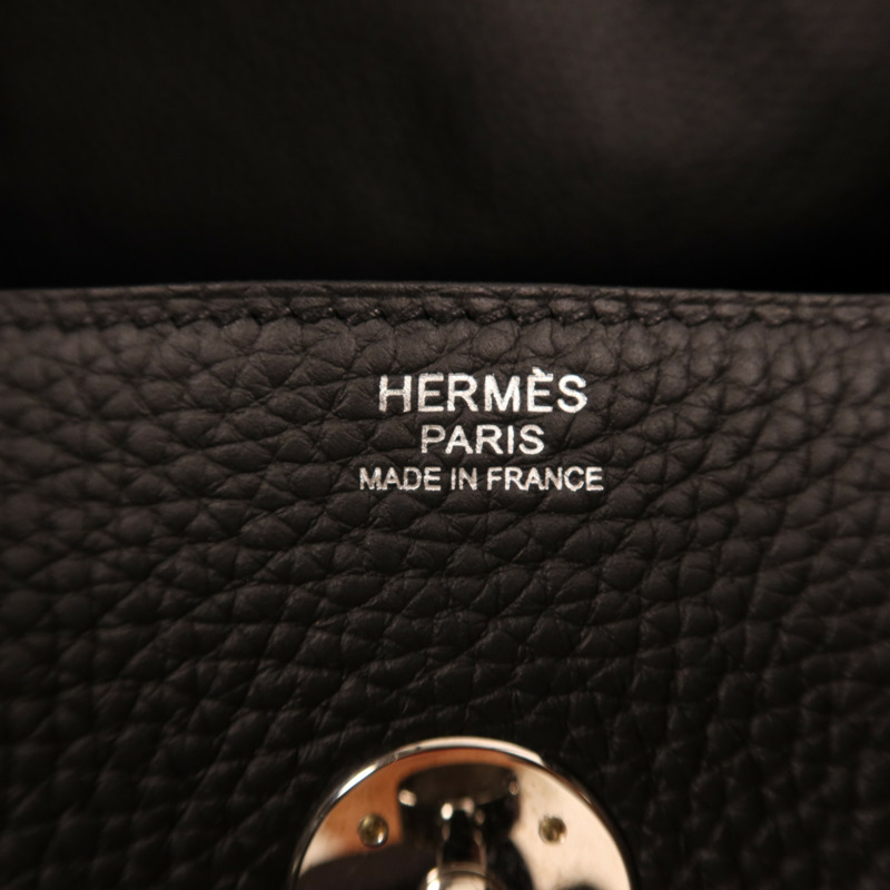 HERMES Clemence皮革Lindy 34銀扣手挽肩背兩用袋Noir-5
