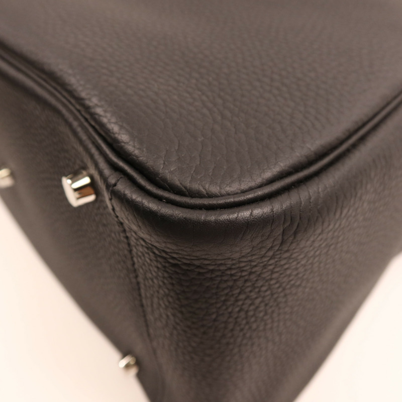 HERMES Clemence皮革Lindy 34銀扣手挽肩背兩用袋Noir-9