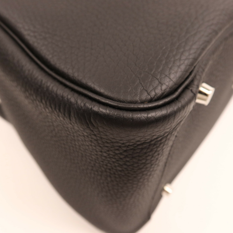 HERMES Clemence皮革Lindy 34銀扣手挽肩背兩用袋Noir-10
