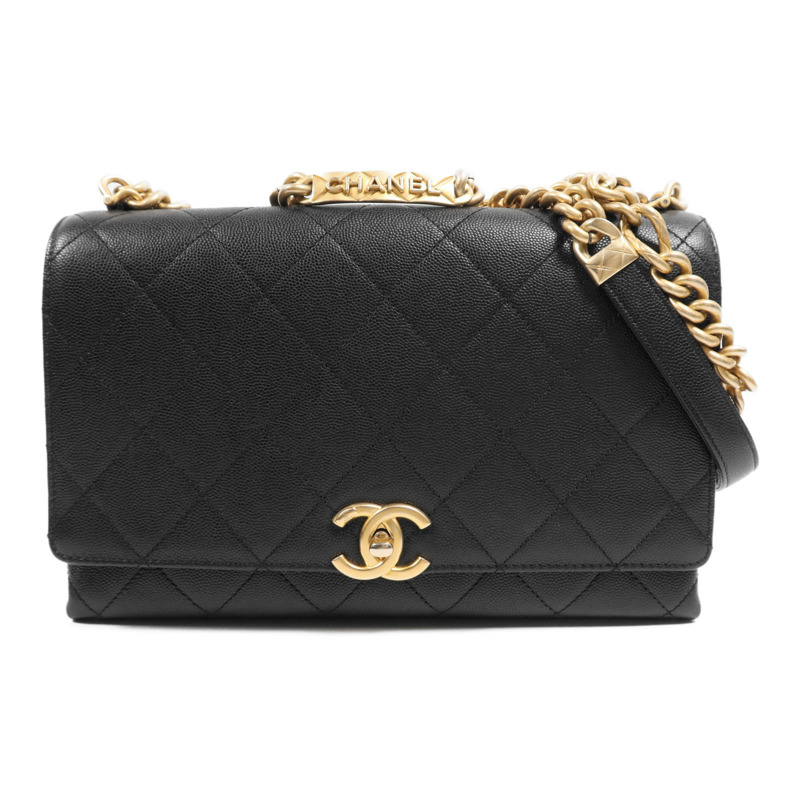 CHANEL 牛皮皮革Chain Shoulder Bag金扣鏈帶肩背袋-0