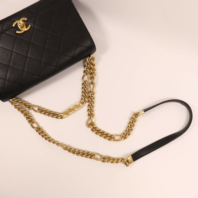CHANEL 牛皮皮革Chain Shoulder Bag金扣鏈帶肩背袋-7