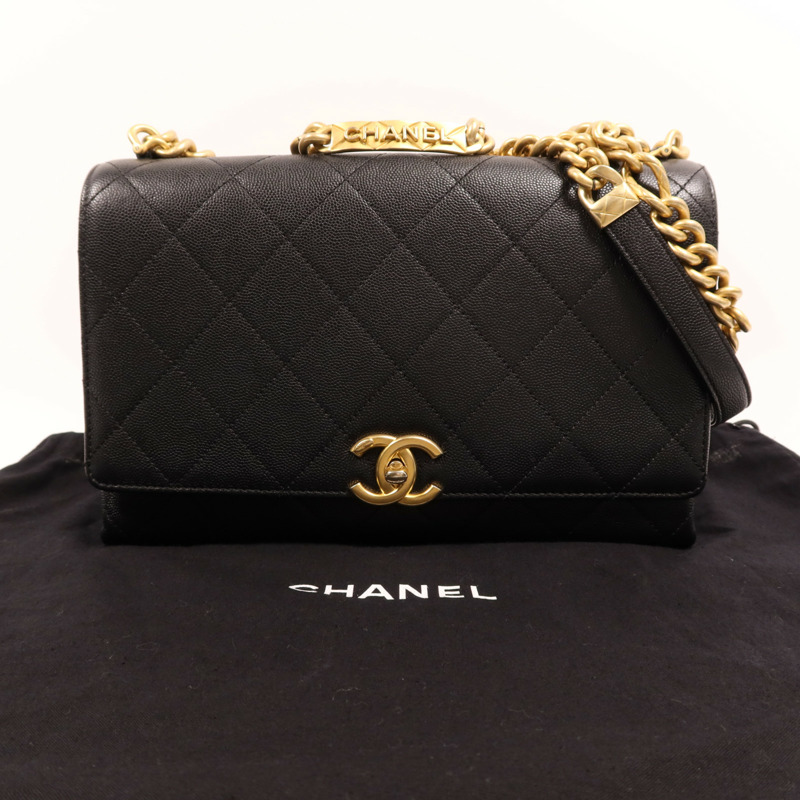 CHANEL 牛皮皮革Chain Shoulder Bag金扣鏈帶肩背袋-8