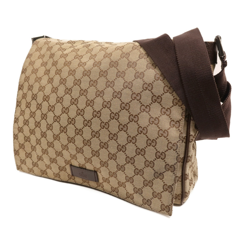 GUCCI 帆布Shoulder Bag銀扣肩背袋-2