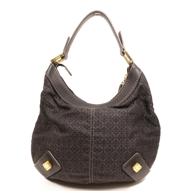 LOEWE 帆布/牛皮皮革Vintage Shoulder Bag金扣肩背袋-1