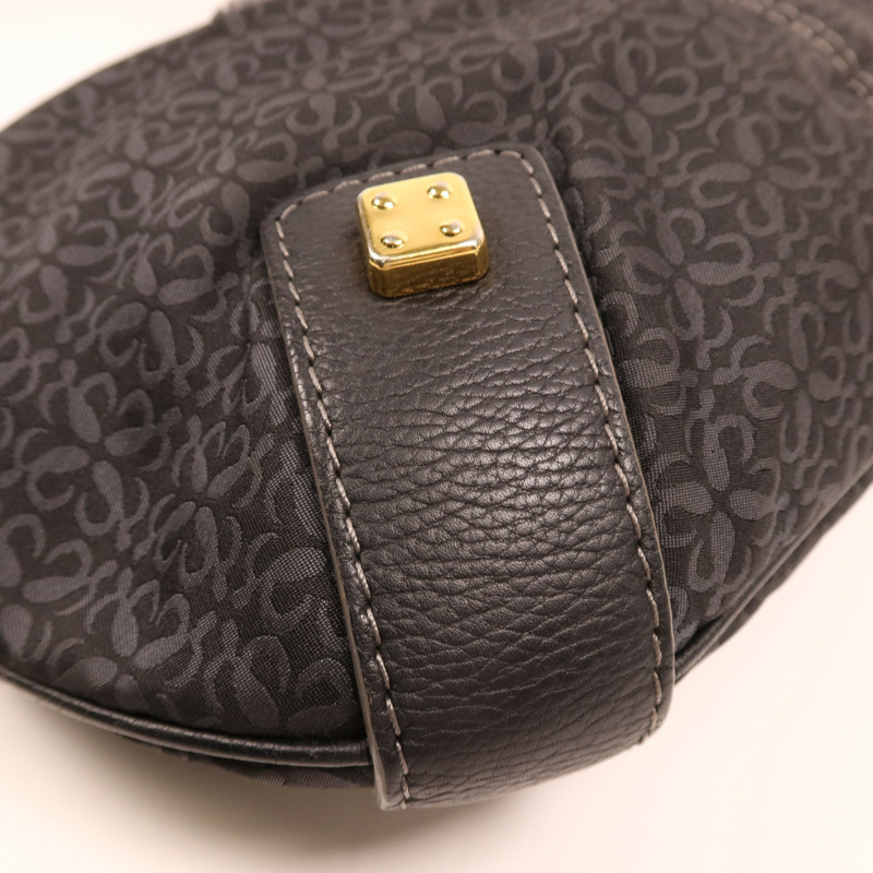 LOEWE 帆布/牛皮皮革Vintage Shoulder Bag金扣肩背袋-6