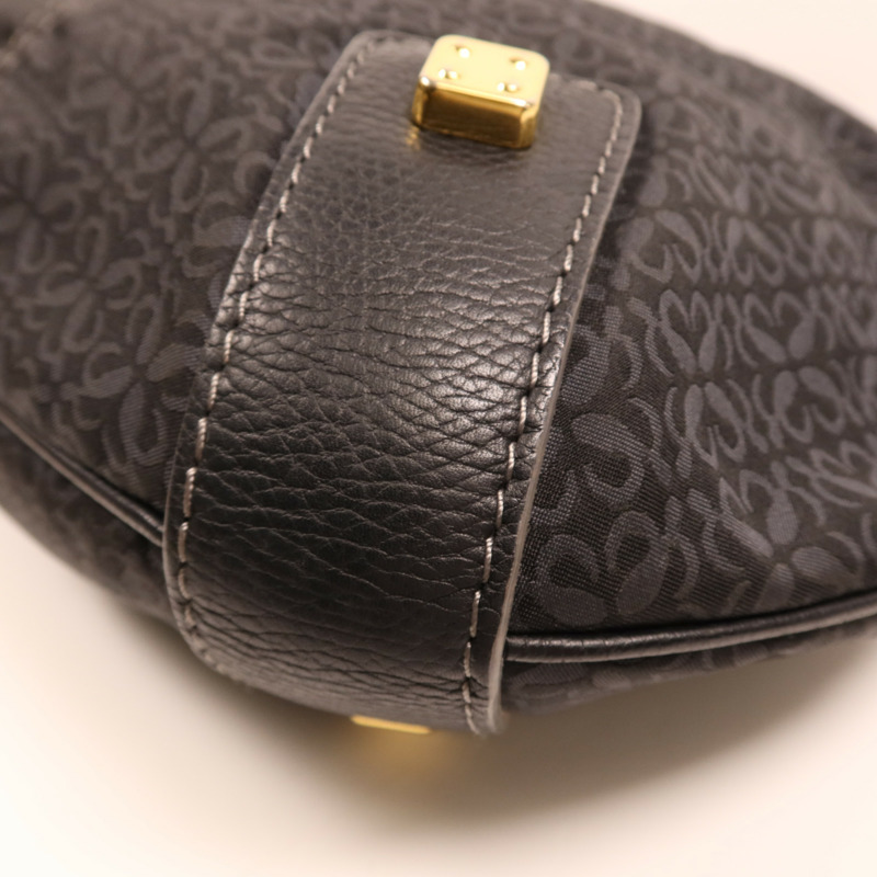 LOEWE 帆布/牛皮皮革Vintage Shoulder Bag金扣肩背袋-7