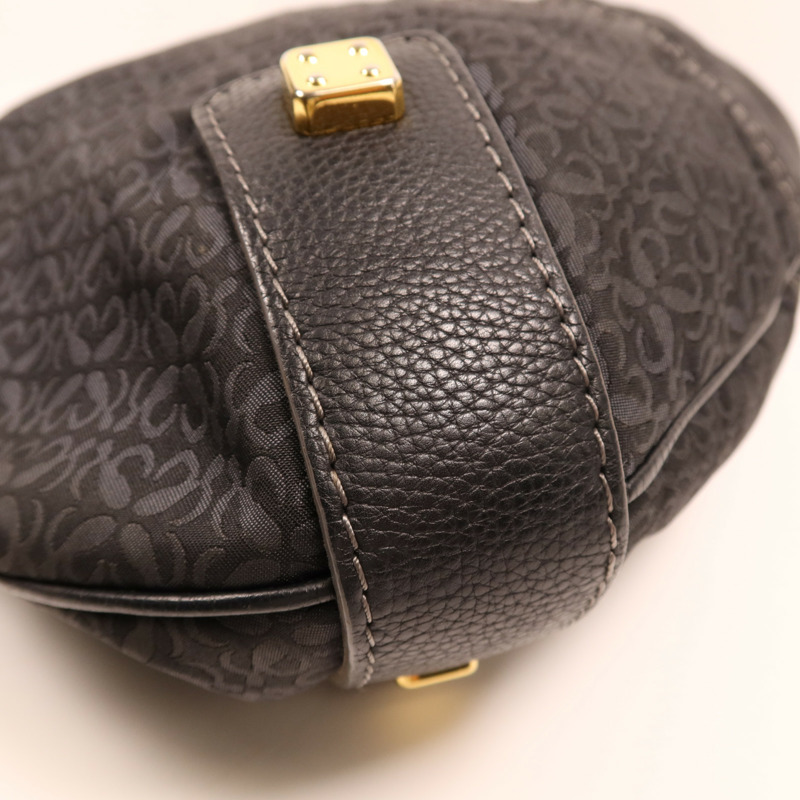 LOEWE 帆布/牛皮皮革Vintage Shoulder Bag金扣肩背袋-8