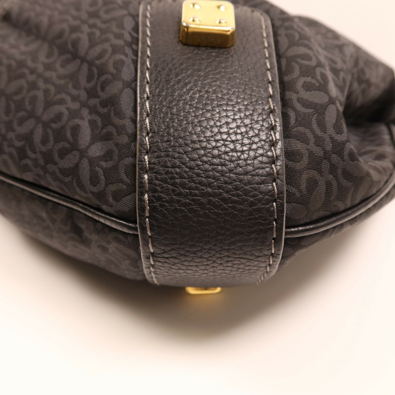 LOEWE 帆布/牛皮皮革Vintage Shoulder Bag金扣肩背袋-9