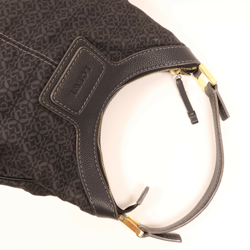LOEWE 帆布/牛皮皮革Vintage Shoulder Bag金扣肩背袋-11
