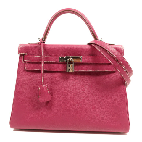 HERMES Epsom皮革Kelly 32銀扣手挽肩背兩用袋Tosca