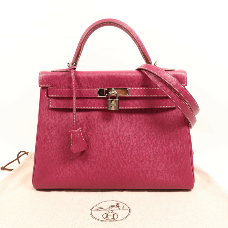 HERMES Epsom皮革Kelly 32銀扣手挽肩背兩用袋Tosca-8