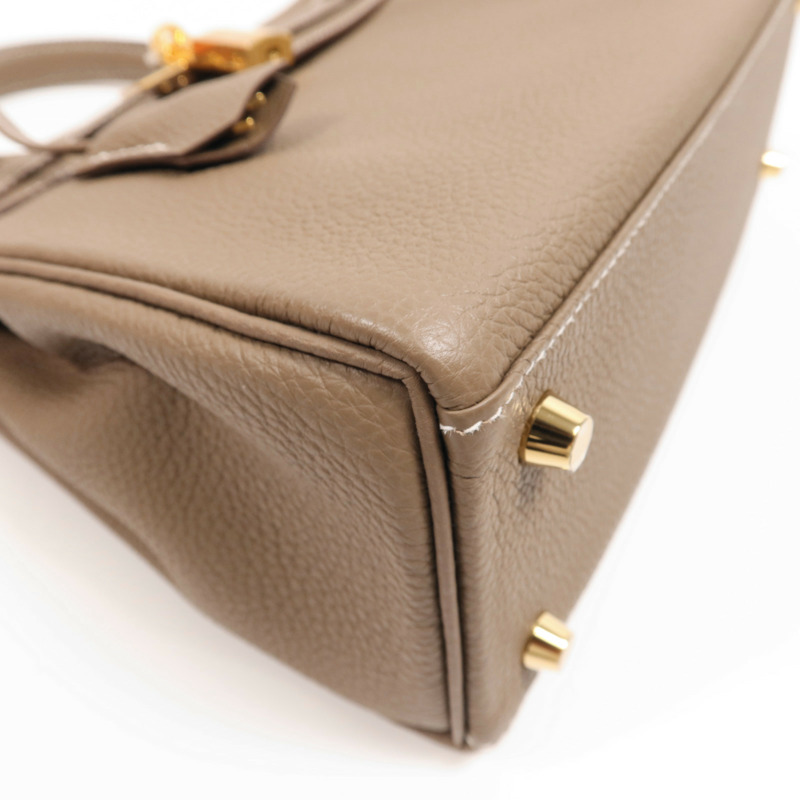 HERMES Togo皮革Kelly 25金扣手挽肩背兩用袋Etoupe-6