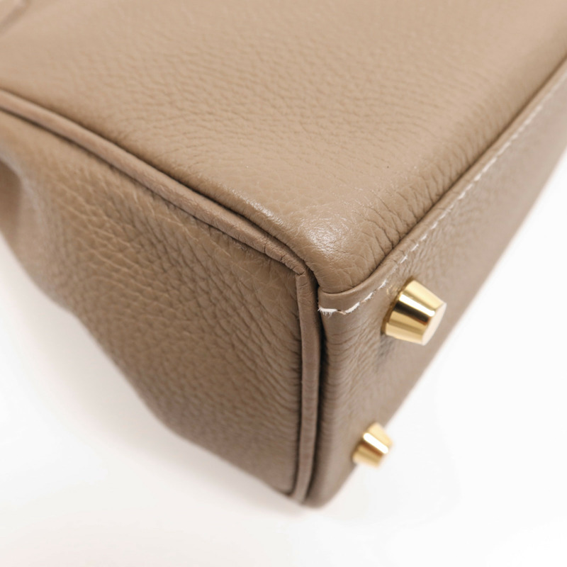 HERMES Togo皮革Kelly 25金扣手挽肩背兩用袋Etoupe-8
