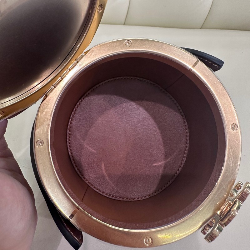 Celine Triomphe 凱旋門 老花飯盒包 圓桶包 化妝盒 內置化妝鏡 手提包-12